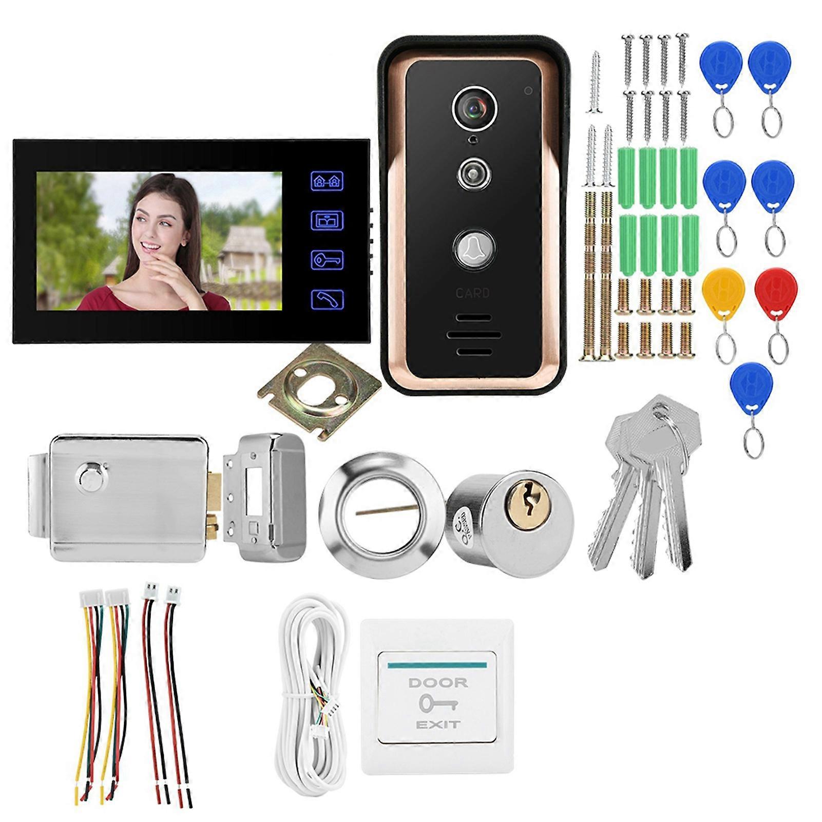 1 Monitor RFID IR Camera 7in Wired Video Intercom with Electric Control Lock
