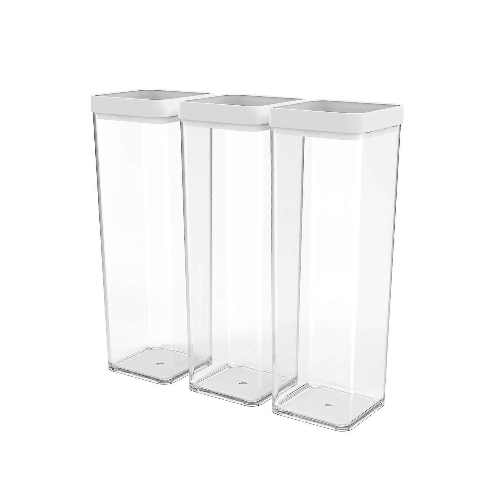 Fera Set Storage Container 3 x 2L with Lid and Seal, BPA-Free Plastic SAN, Transparent and White, Kitchen Organization