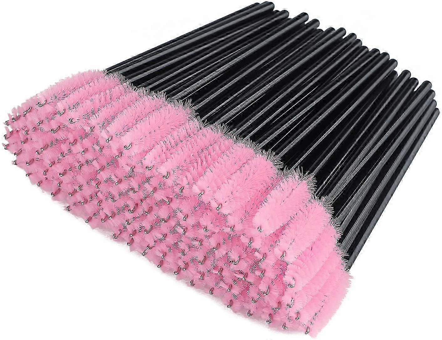 100-Pack Disposable Eyelash Brushes in Black & Pink for Makeup