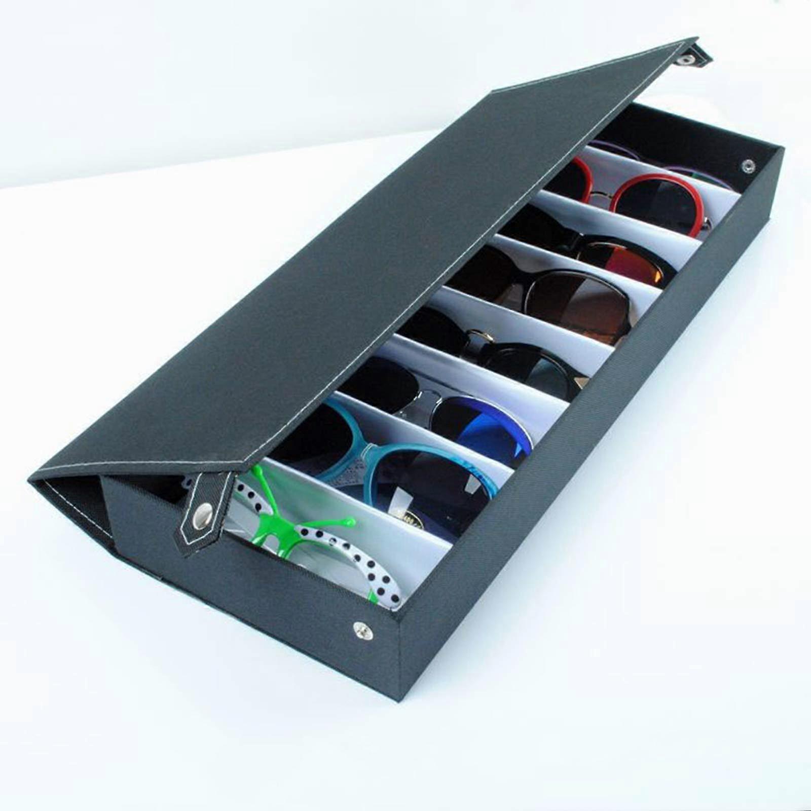 Glasses Case for 8 Pairs, Large Capacity Sunglasses Storage Box, Protective Multifunctional Organizer, Green