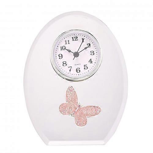 Sophia Pink Butterfly Glass Mantel Clock