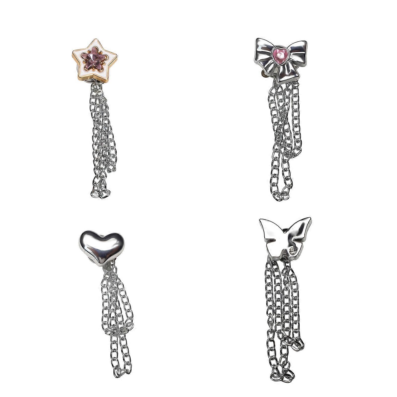 Rustproof Alloy Chain Trousers 4Pcs Magnetic Snap Fasteners Clothing Accessories Multiple Styles Secure Closures  silver