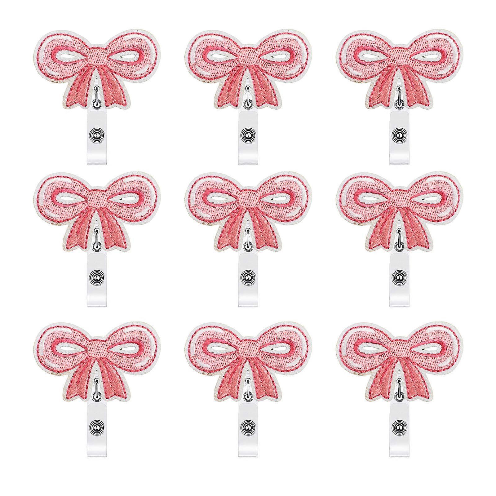 Practical Nurse Label Clip With Interchangeables Bowknot 9 Pack Polyester Crafting Materials for Hospital Accessorizing Multicolor