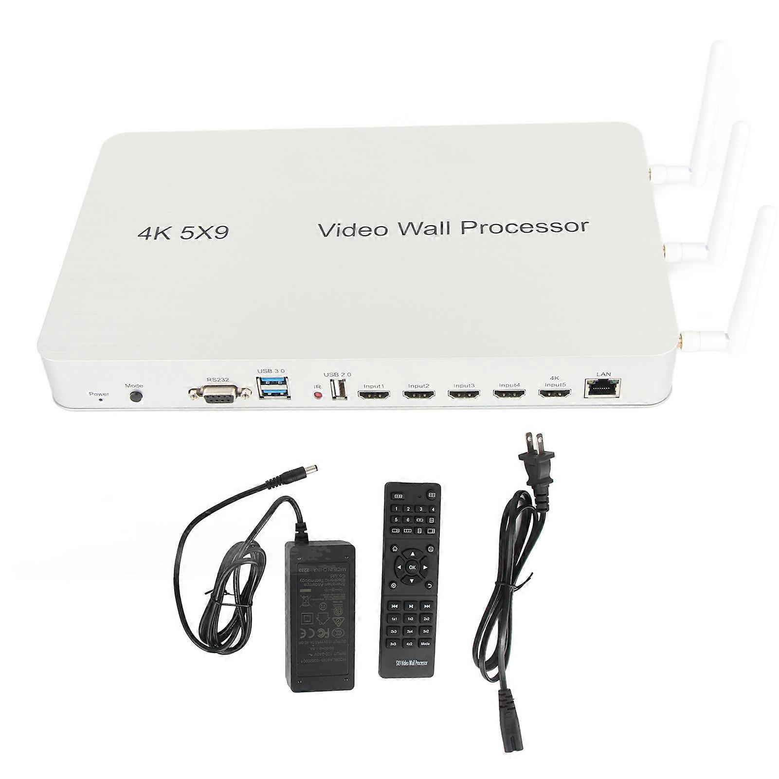 4K Video Wall Controller with 9 Channel Splicing, Multi Modes, Remote, US Plug