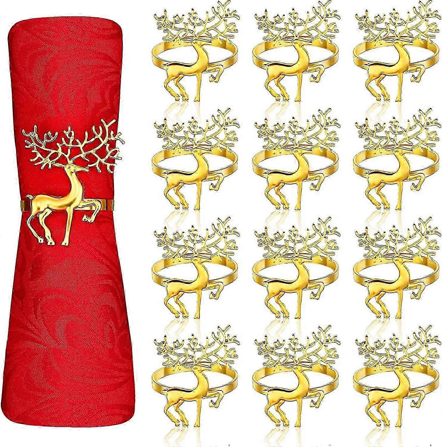 Ronds de serviette en or 12 pièces pour des tables de Noël élégantes