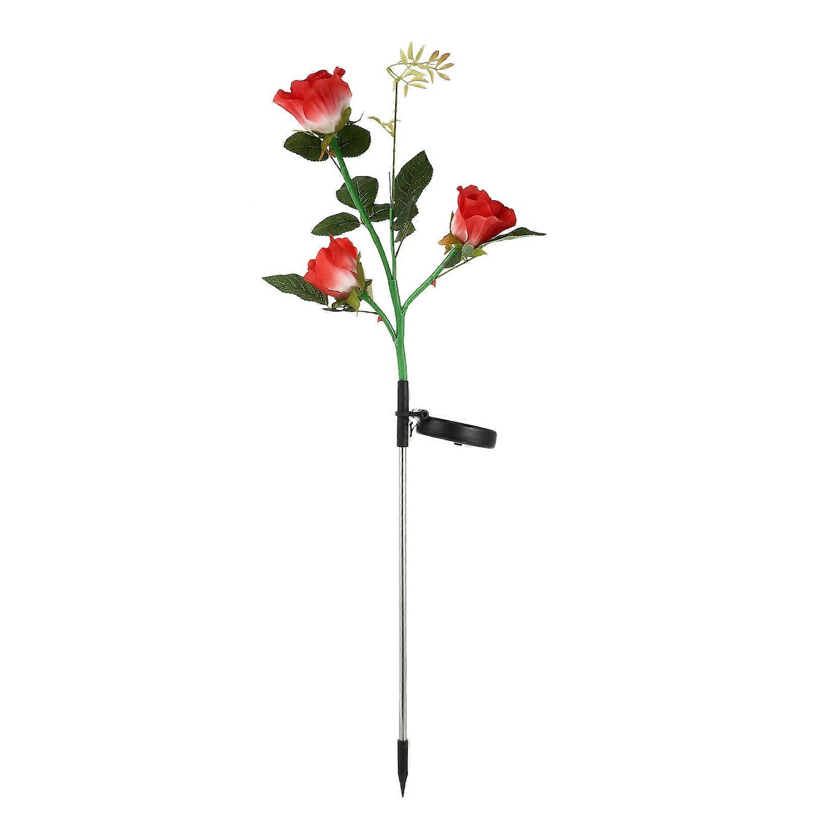 Yard Solar Lights For Outside Simulation Rose Design Energy Saving Pvc Material Outdoor Use 2Pcs