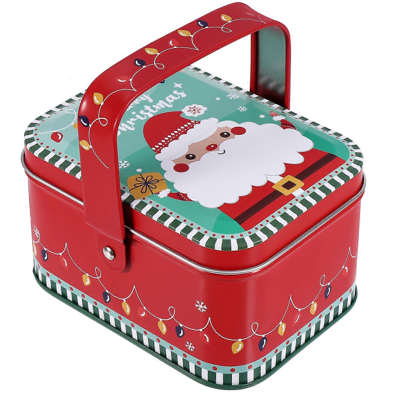 Christmas Tinplate Box Decorative Cookie Container for Sweets, Snacks, and Treats – Lightweight, Practical Design for Parties and Special Occasions
