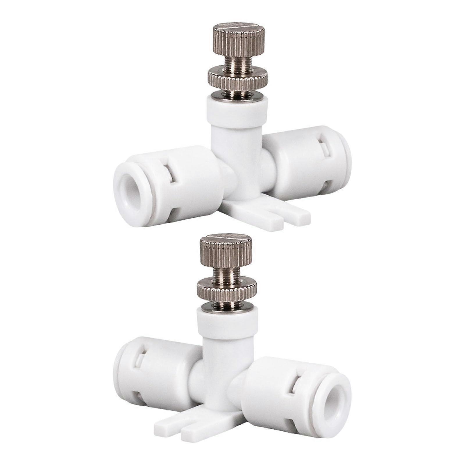 2 x 1/4inch reverse osmosis (RO) water flow tubing, regulator with lock and stable base for secure use.