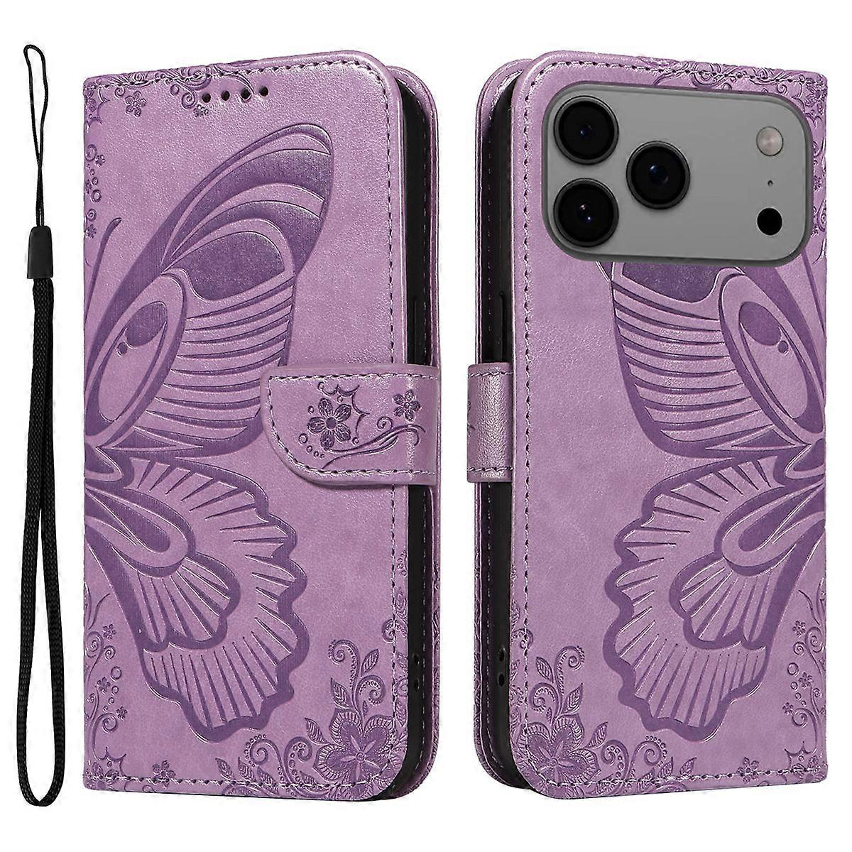 For iPhone 17 Pro Max Case Butterfly Pattern PU Leather Folio Flip Phone Cover