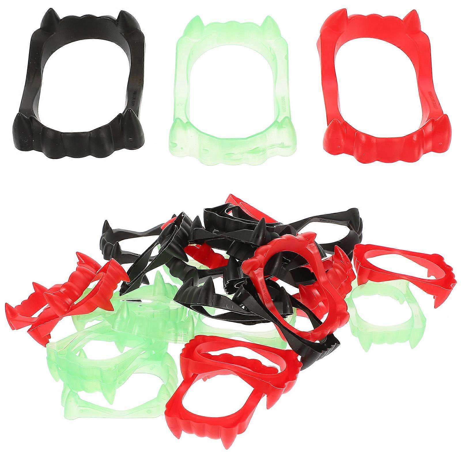 30pcs Glow in the Dark Halloween Fake Teeth for Vampire, & Wolf Cosplay – Scary Costume Accessories for Party Props