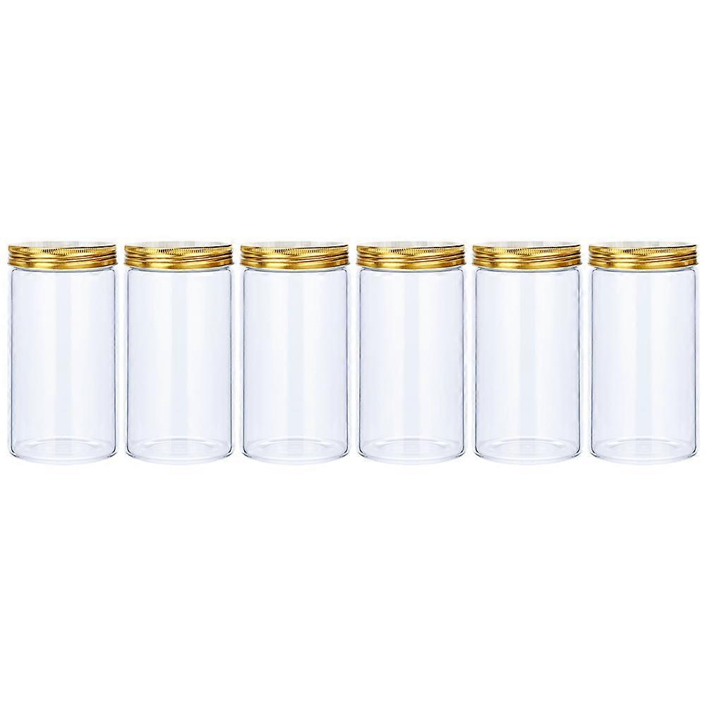 6 Pcs Storage Containers Portable Useful Candy Jar Grain Cans Aluminum Lids Storage Holder (Golden)