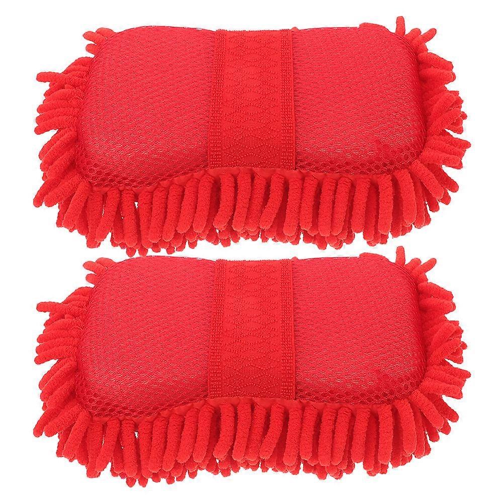 Chenille Car Wash Mitt Microfiber Sponge 2pcs Set High Absorbency Durable Paint Friendly Gloves for Quick Scratch Free Cleaning