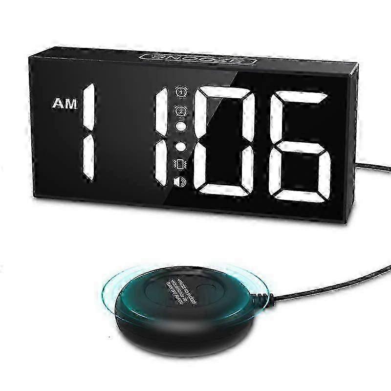Vibrating Alarm Clock 7.5in Large Display LED Clock Loud Alarm Clock with Bed Shaker for Heavy Sleepers Hearing Impaired
