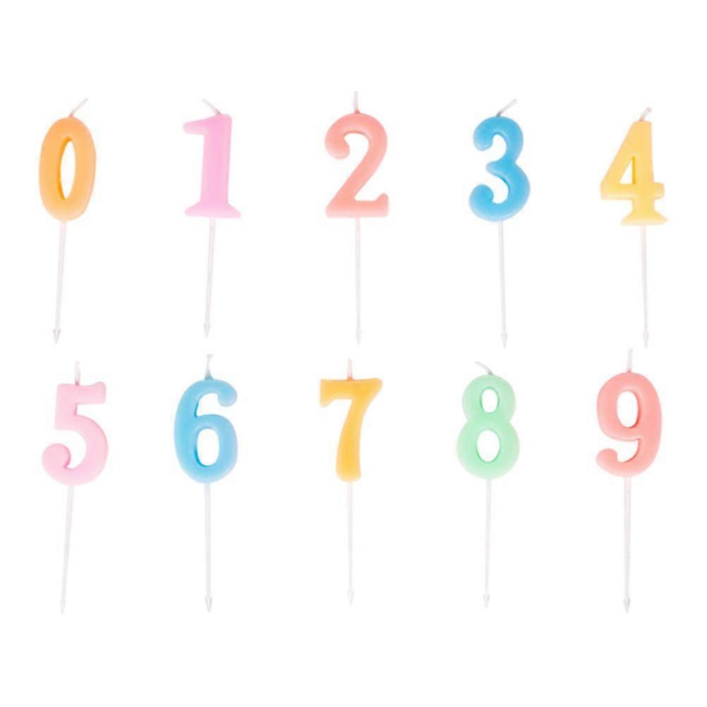 10pcs Colorful Numeral Candles Birthday Cake Topper Decors Numeral Candle Cake Candles Supplies (Random Color, Number 0-9)