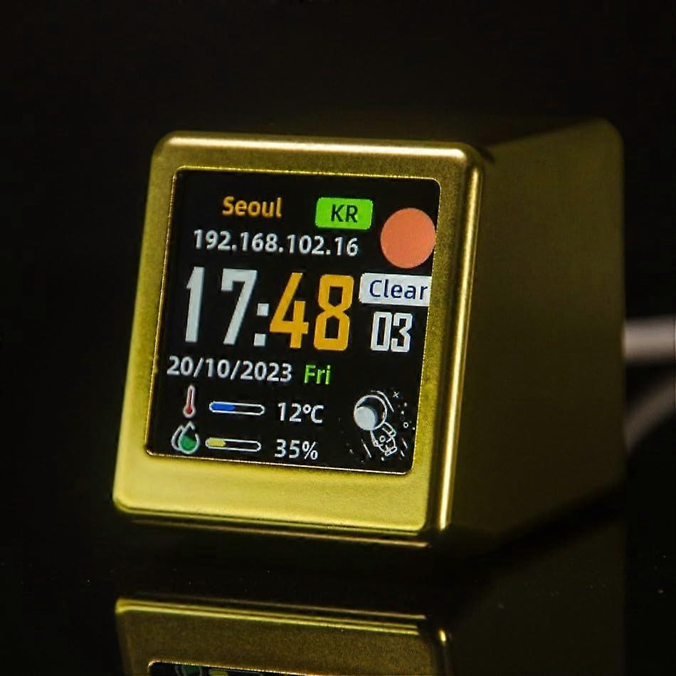 Compact Smart Digital Clock Wi-Fi World Time Sync Global City Time Display Instant City Data Update Gold