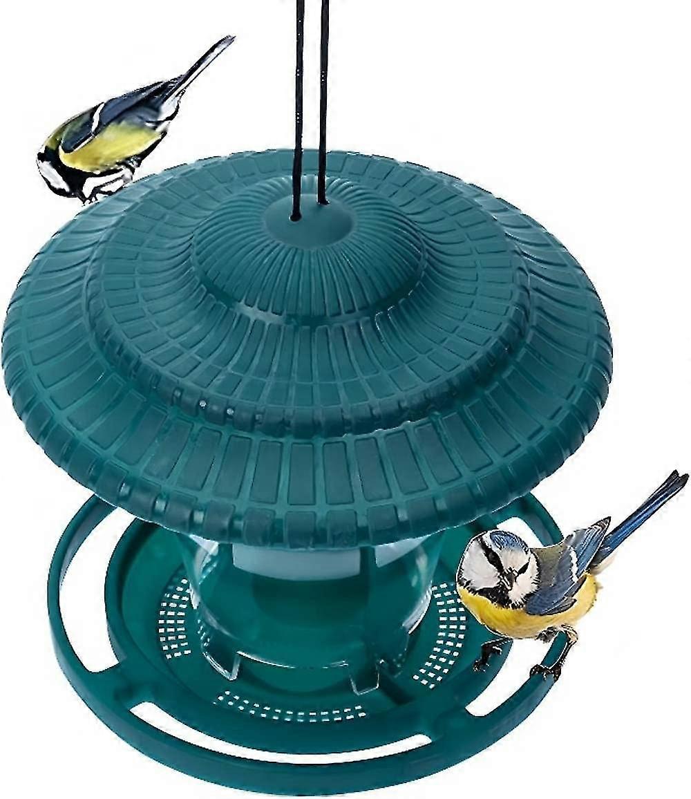 Outdoor Bird Feeder, Free Standing Bird Feeder, Outdoor Hanging Bird Feeder with Roof, Hanging Lantern Bird Feeder (Green)