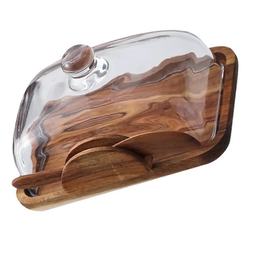 Wooden Butter Dish with Lid – Multi Functional Cheese Storage Container for Countertop, Elegant Food Organizer for Snacks & Desserts, Natural