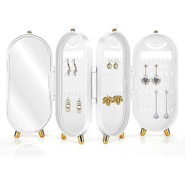 Earring Stand with Mirror Foldable Earring Stand Storage Box for