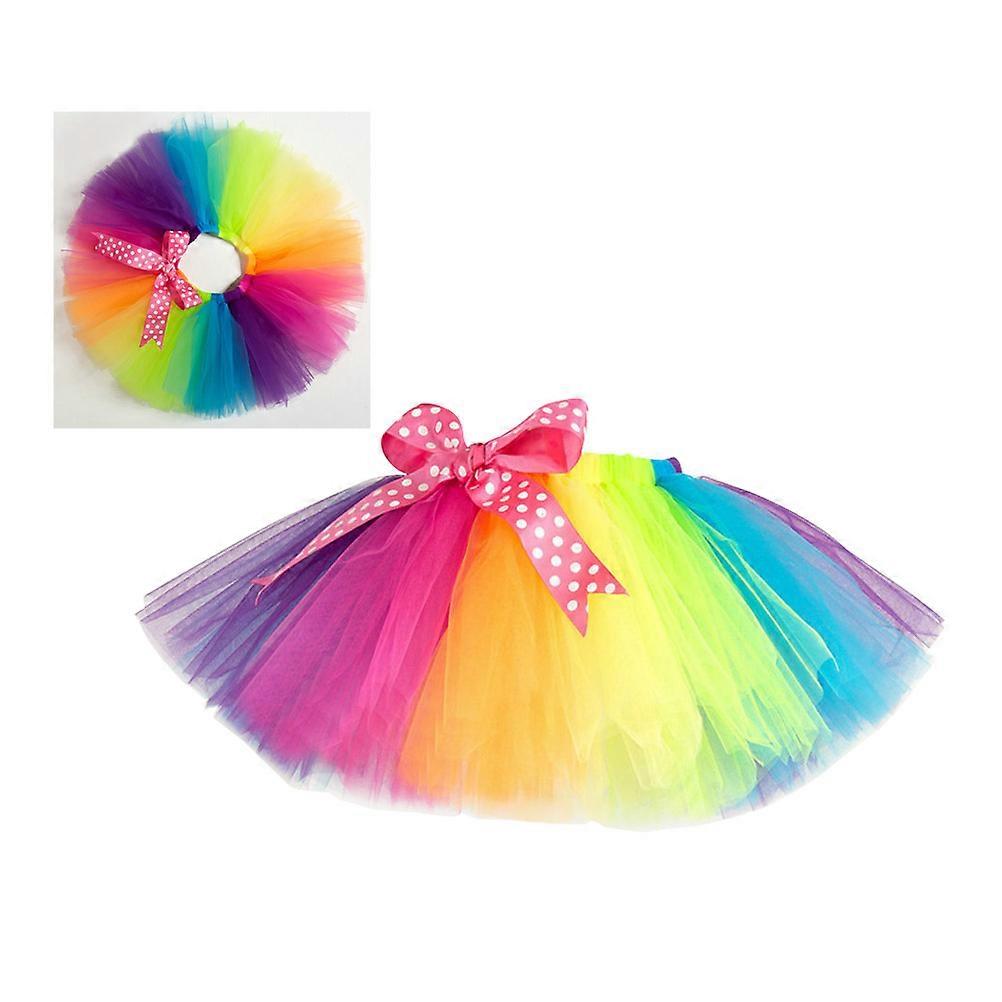 Rainbow Costume for Girls for Kids Multi Color with Breathable Multilayer Mesh and Elastic Waist