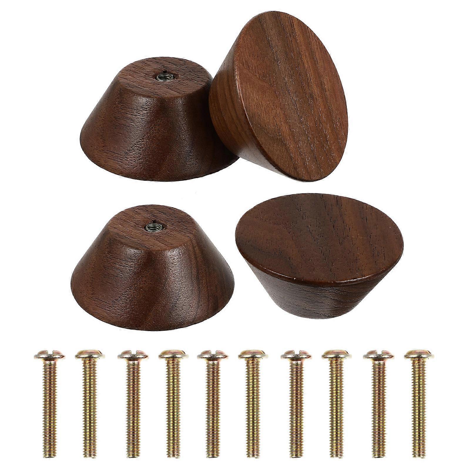 4pcs Wood Round Drawer Pulls Knobs for Cabinet Wardrobe Simplicity