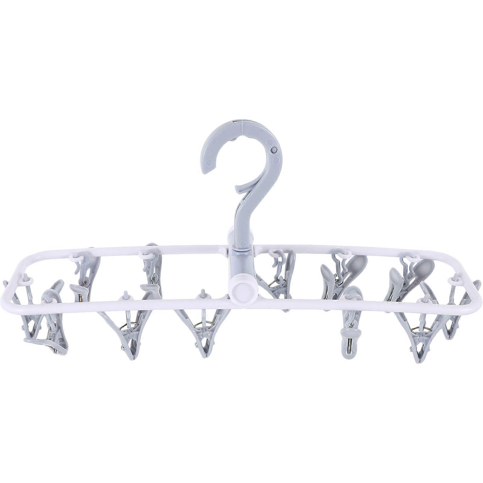 Foldable Clip and Drip Laundry Hanger with 12 Clips for Drying (Blue)