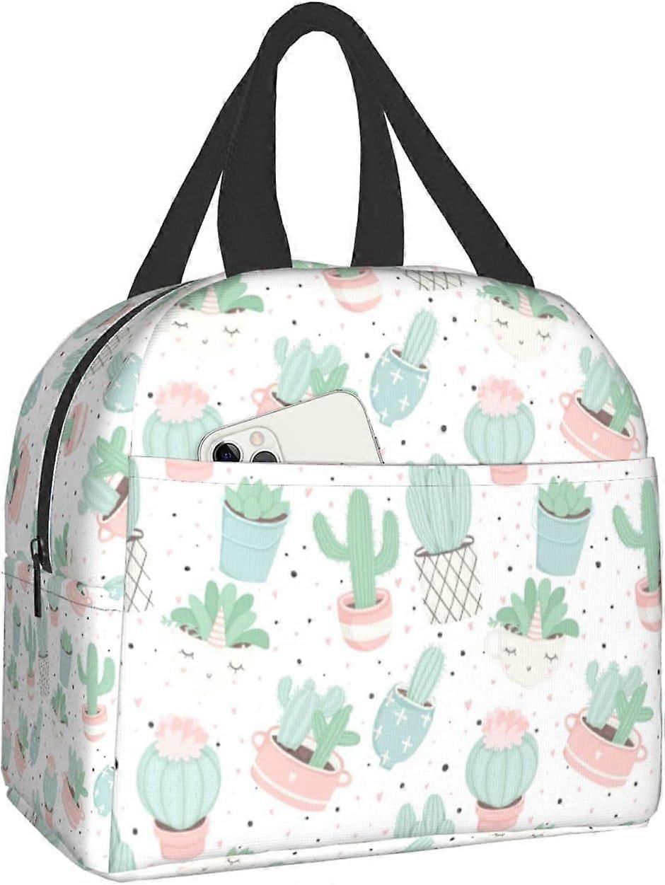 Śliczne sukulenty kaktusy wzór dla dzieci pudełko na lunch izolowana torba na lunch dla chłopców dziewcząt wielokrotnego użytku torby na lunch cooler na Chi