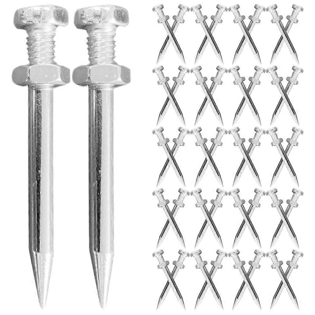 40Pcs Lawn Aerator Nails Shoes Spikes Pegs Garden Tool For Gardening Outdoor Work Yard Maintenance Silver Metal Efficient Soil Loosening
