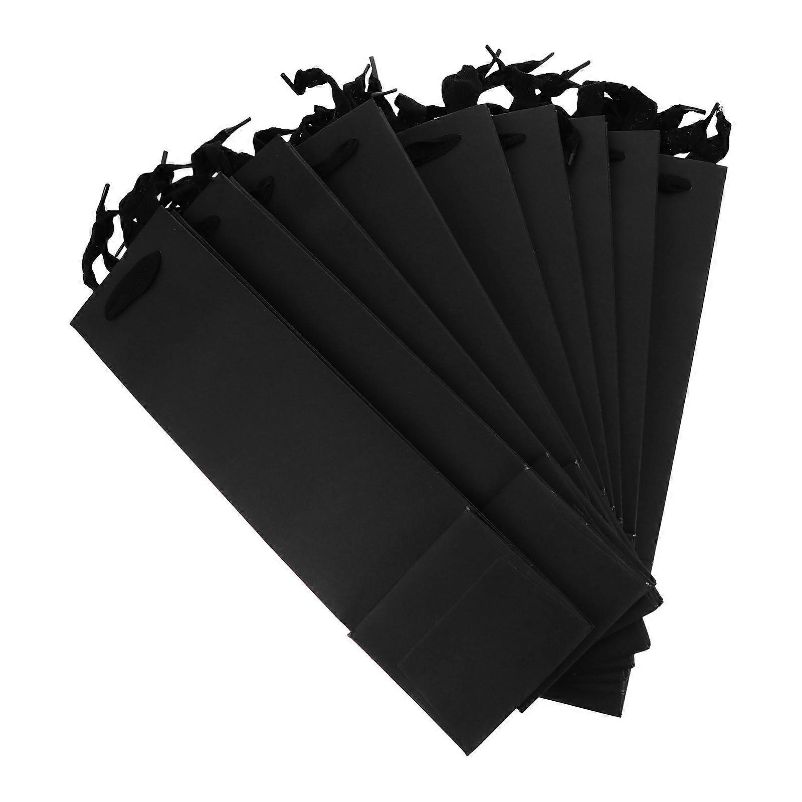 Black Paper Wine Tote Bags with Durable Ribbon Handles for Storage Use Elegant Pieces