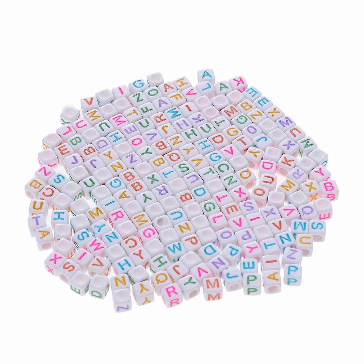 200 Pieces Assorted Color Alphabet Letter Cube Beads Ideal For Jewelry Making And Teaching Projects Suitable For Children 6mm