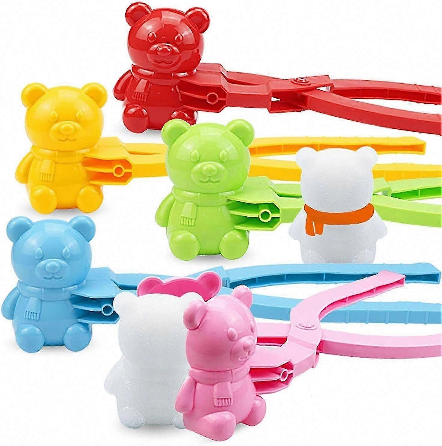 Bear Shaped Snowball Maker Tool - 5pc Small Multicolor Snow Sand Mold Clip for Kids