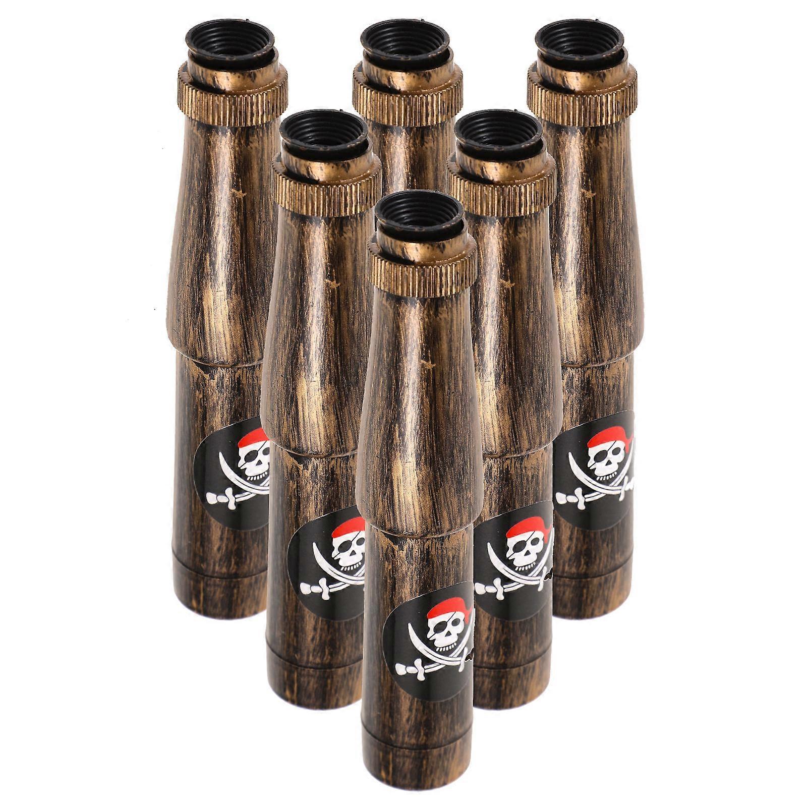 Pirate Monocular Telescope 6Pcs For Halloween Parties Dark Brown Collapsible Role-Playing Props