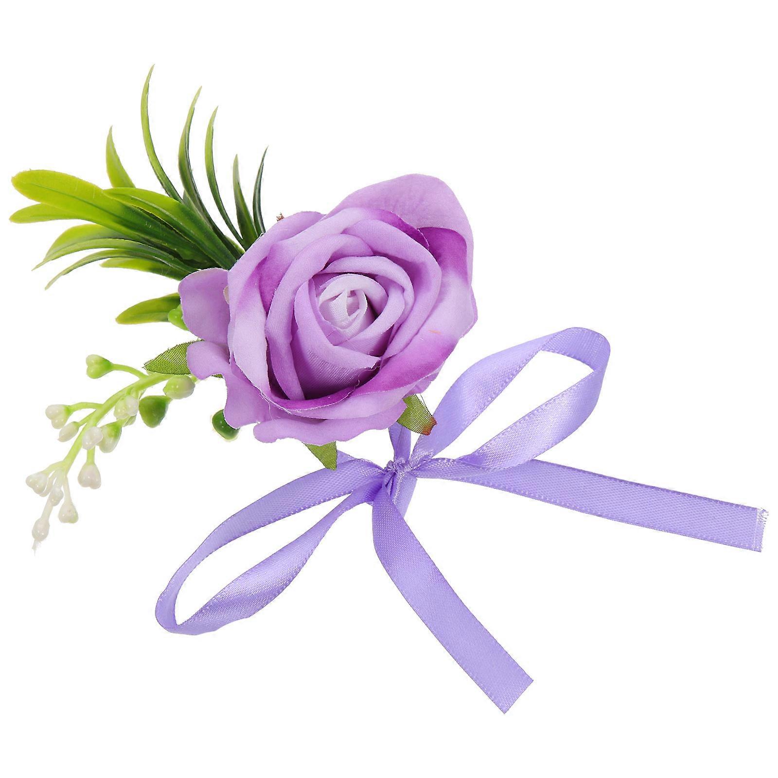 Elegant Floral Bracelet Wrist Corsage For Bride With Lace Ribbon Adjustable Size 1Pack
