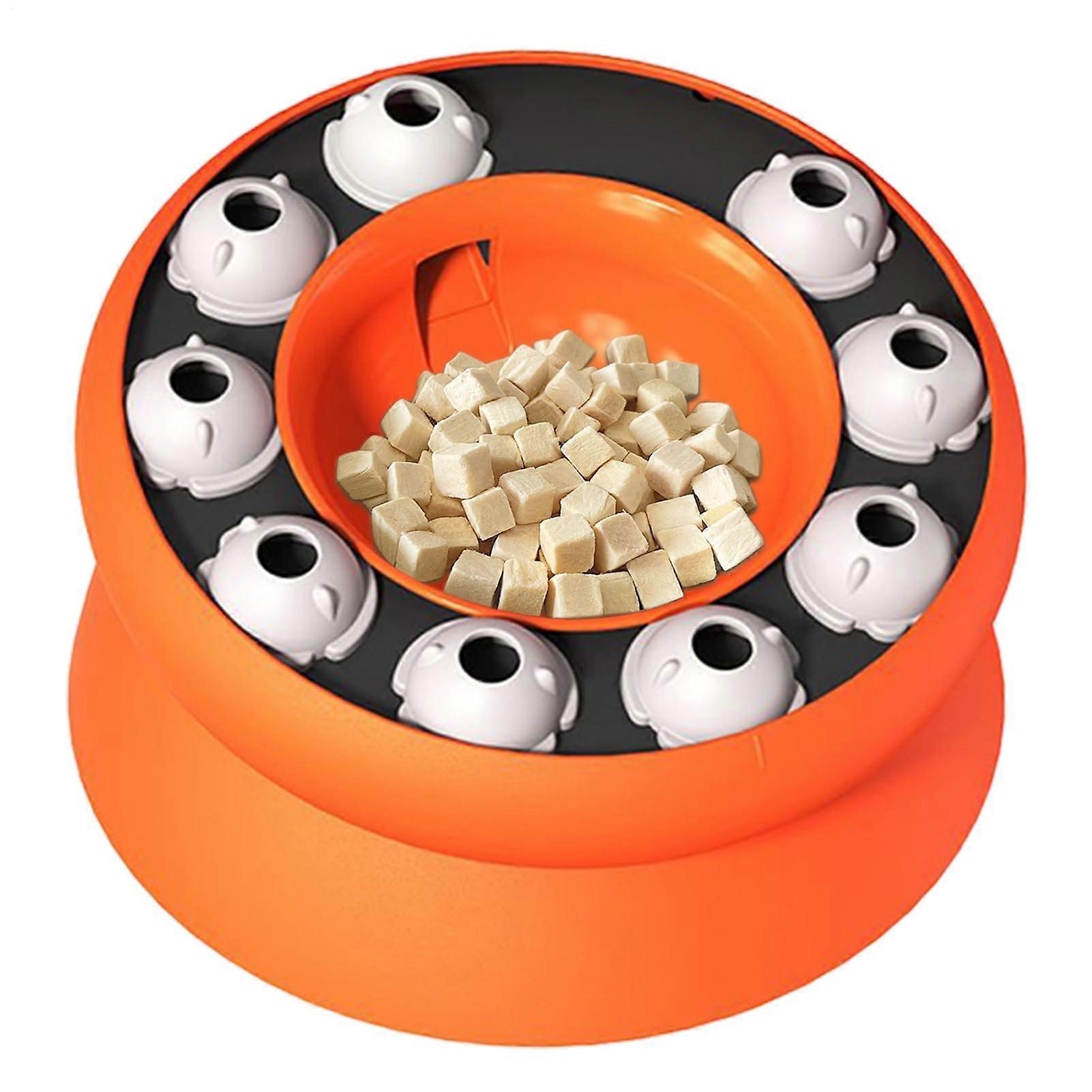 Slow feeder bowl for cats  interactive feeding game to slow down fast eaters, orange