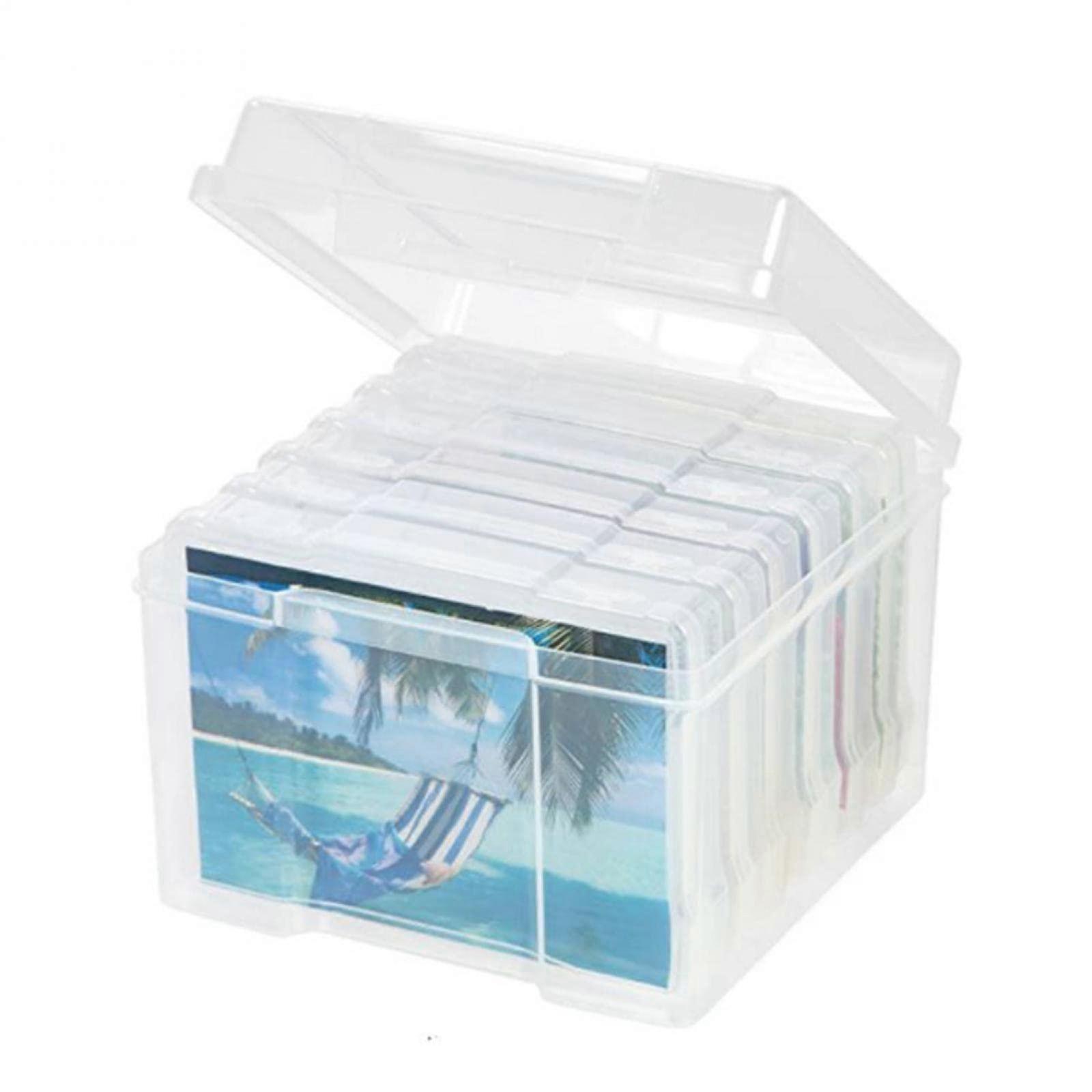 5x7 Photo Storage Box, Plastic Clear Photo Organizer With Sleeves For Seeds, Cards, Pictures