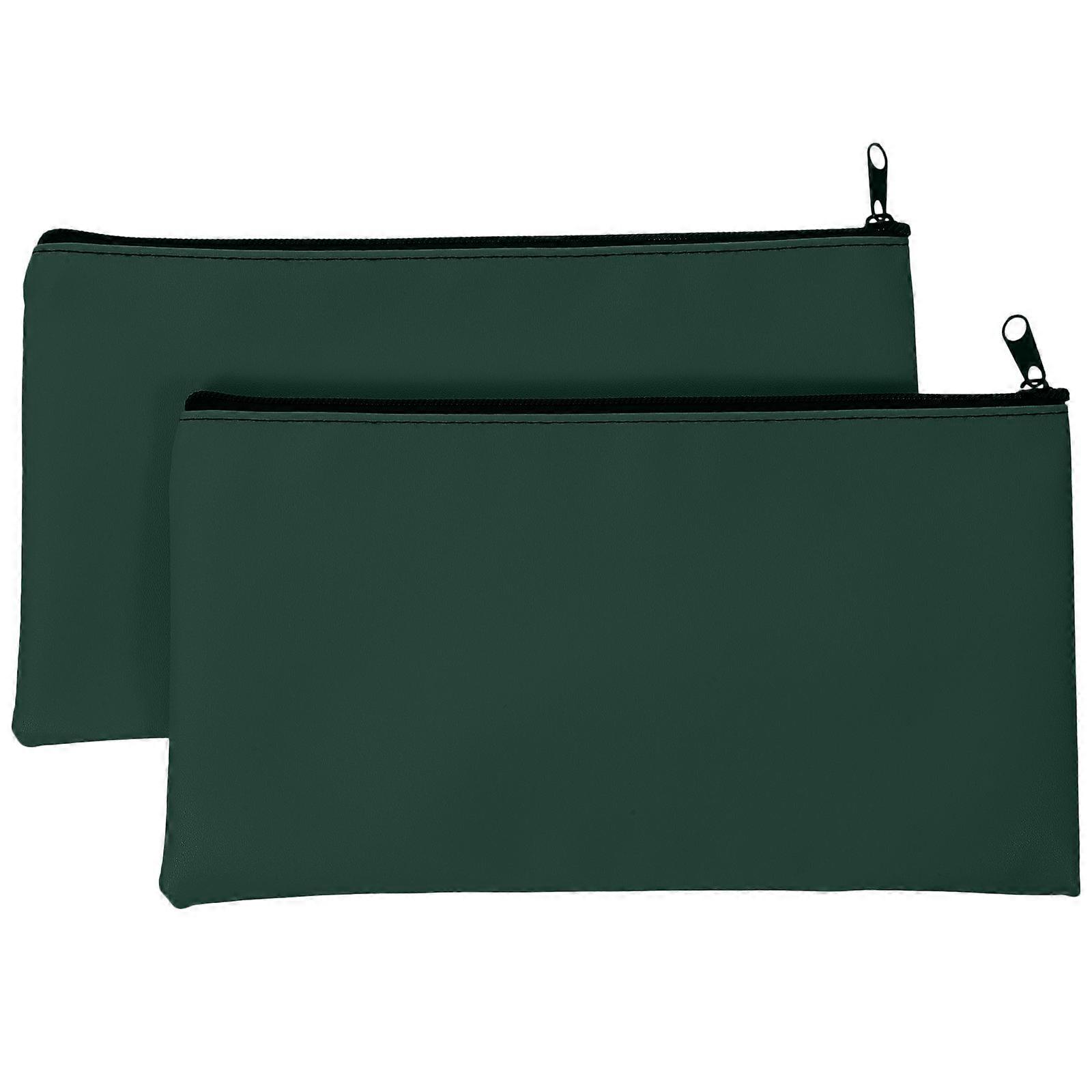 2pcs Green PU Money Pouches for Cash, Receipts & Documents – Compact Storage Bags for Travel & Organization