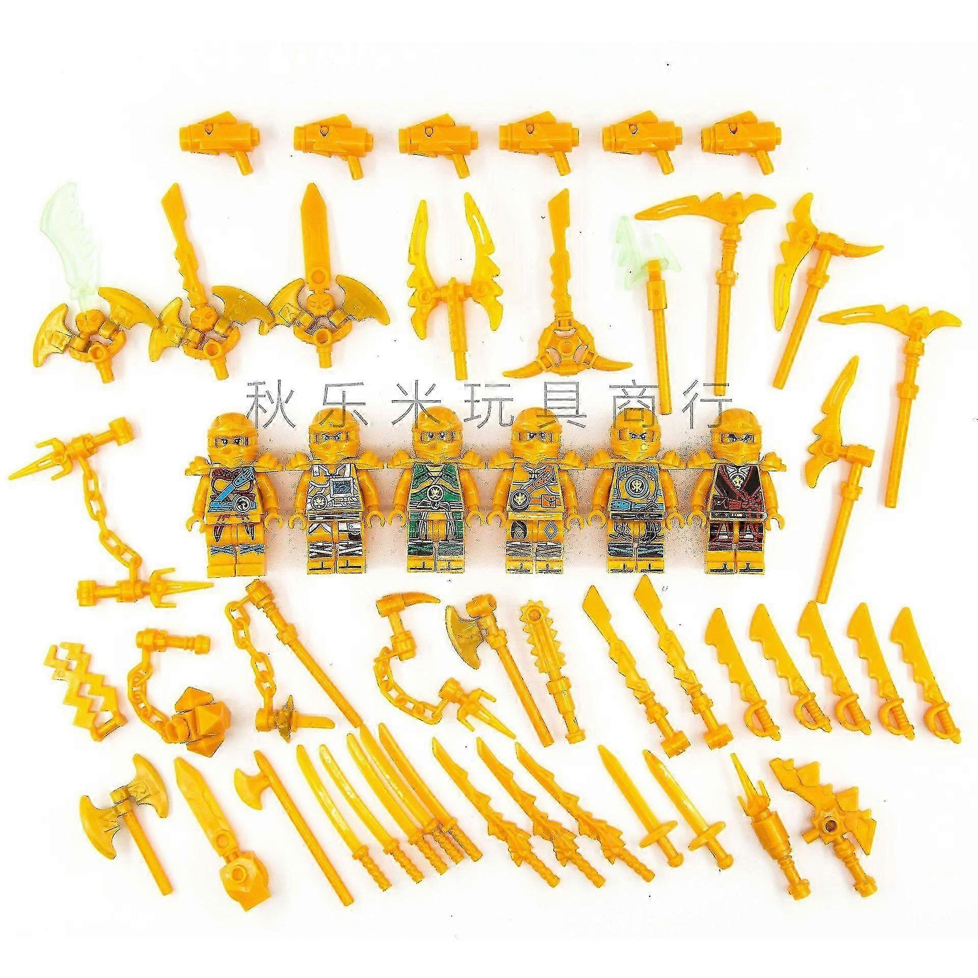 Golden Ninja Figures - 6-Piece Construction Set for Imaginative Play & Learning