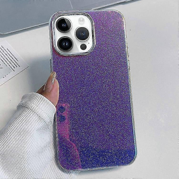 For iPhone 14 Plus Electroplated Frame IMD Glitter Powder Phone Case