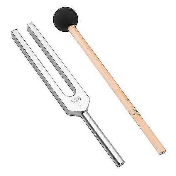 Tuning Fork, Mallet, Cleaning Cloth, Carry Bag Set - Silver