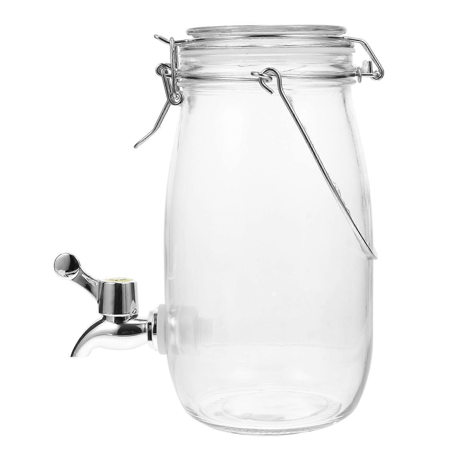Handheld Beverage with Faucet Design for and Juice Storage Made of Stainless Steel and Glass Transparent 1Pc