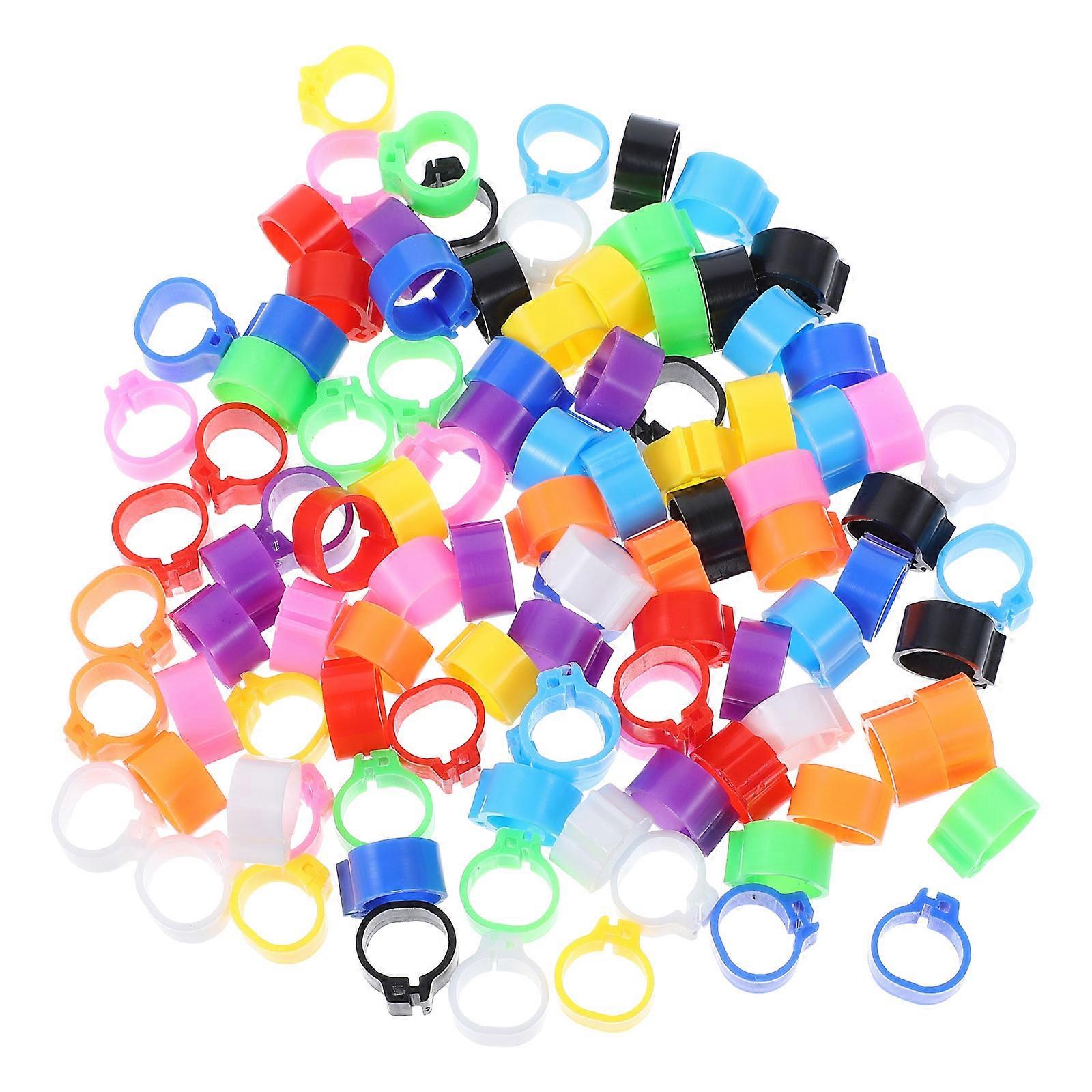 Plastic Bird Leg Bands for Pet Use Bright Assorted Color 100 Pcs Help Identify and Manage Birds