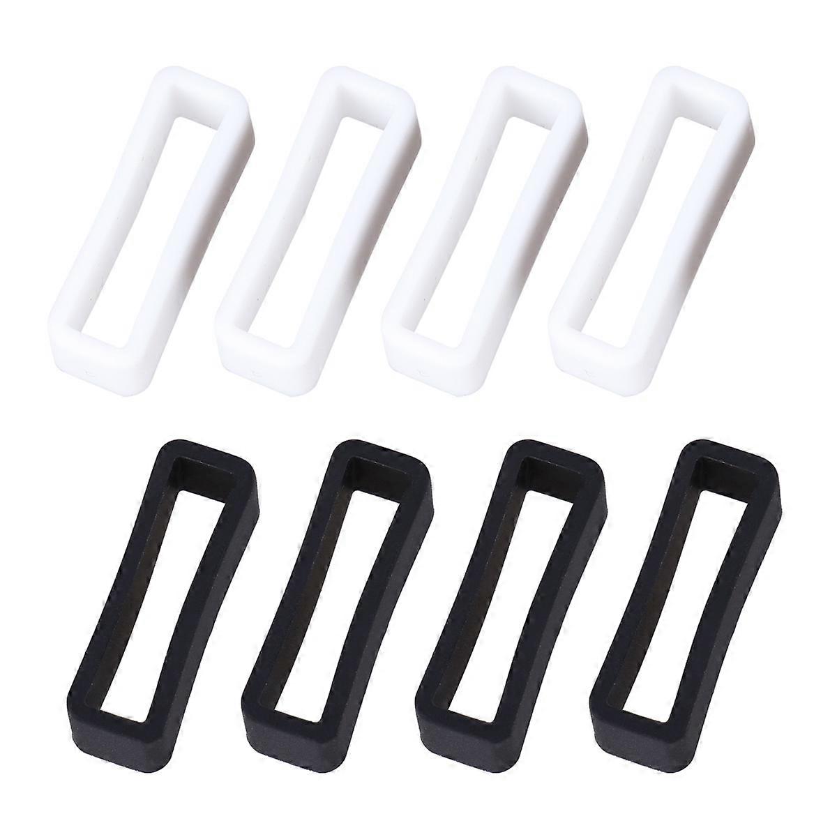 Durable Watch Buckle Ring Made Of Silicone For 24Mm Black And White Watch Bands Suitable For Everyday Use 8Pcs