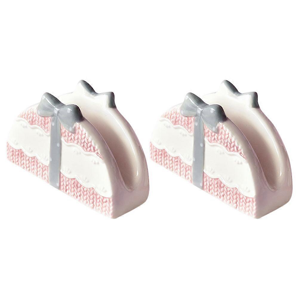 Pink Ceramic Napkin Holder for Storage Use Modern Restaurant Table Decor 2pcs