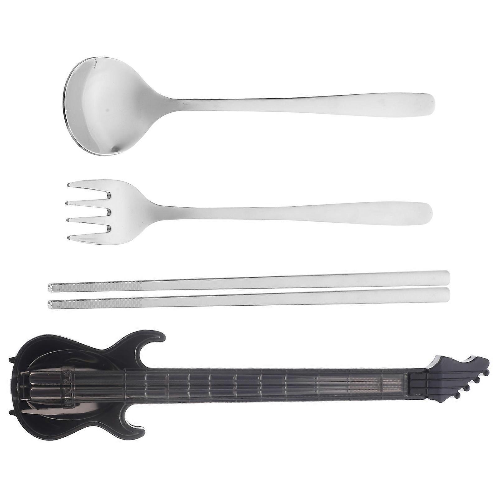 Guitar Shape Portable Utensils Set With Stainless Steel Material For Men Women Families Dining At Picnics And Outdoor Events In 1 Set