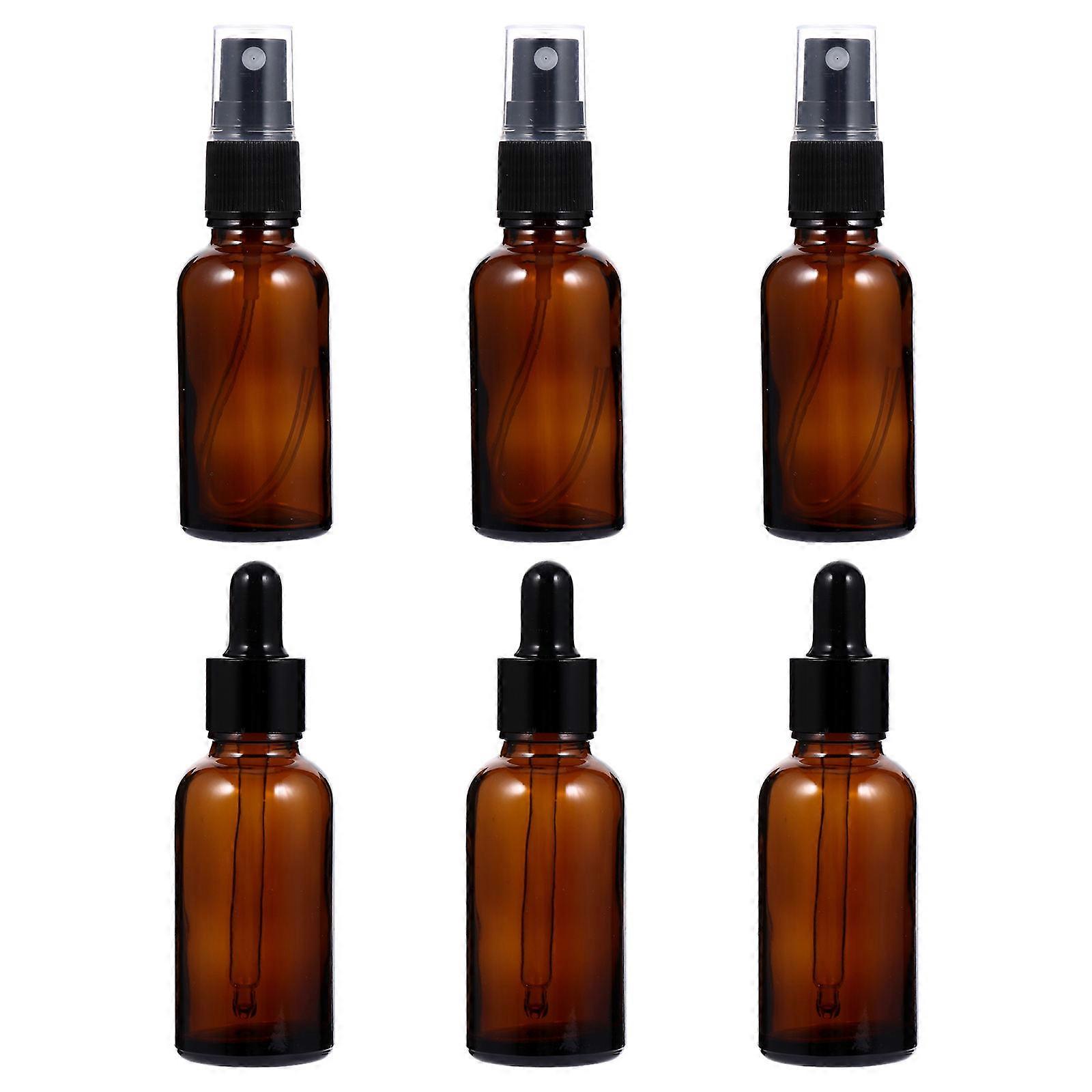 6pcs Leakproof Glass Sprayer Dropper Bottles Set for Essential Oils, Perfumes, DIY Blends & Massages – Travel & Home Use