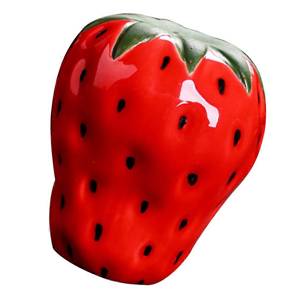 Ceramic Strawberry Shaped Teapot Lid Holder for Decor Red