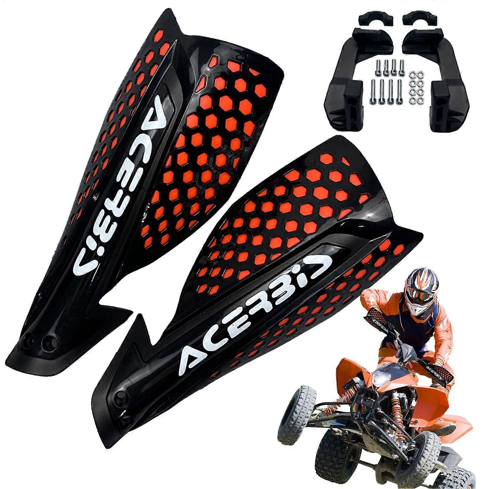 Motorcycle Hand Guards for Cold Weather, Black/Orange Dirt Bike Handlebar Protection, Universal Fit, Durable Material