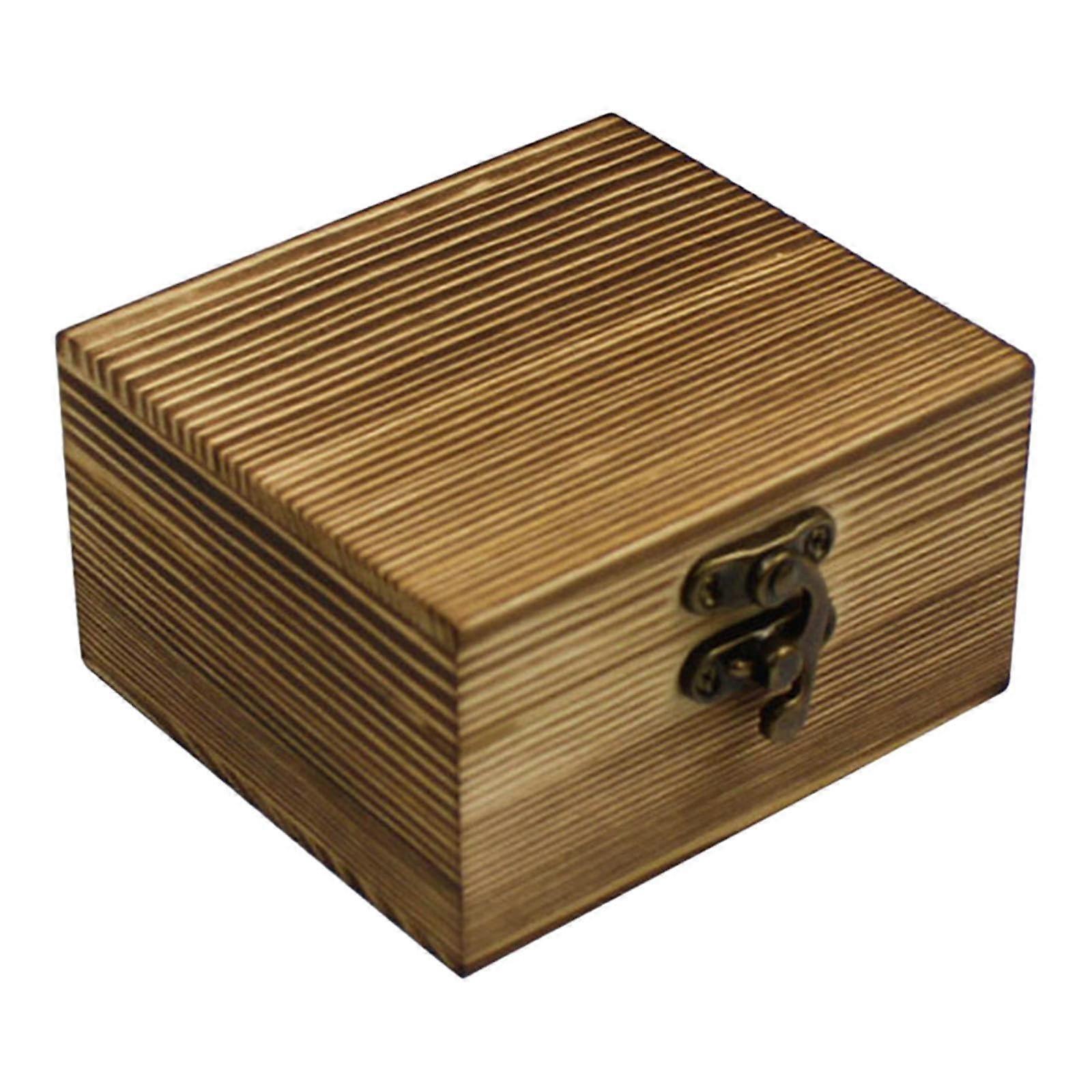 Wooden Jewellery Box with Hinged Lid, Brown Desk Storage Case for Necklaces, Cufflinks, and Rings, Elegant Design