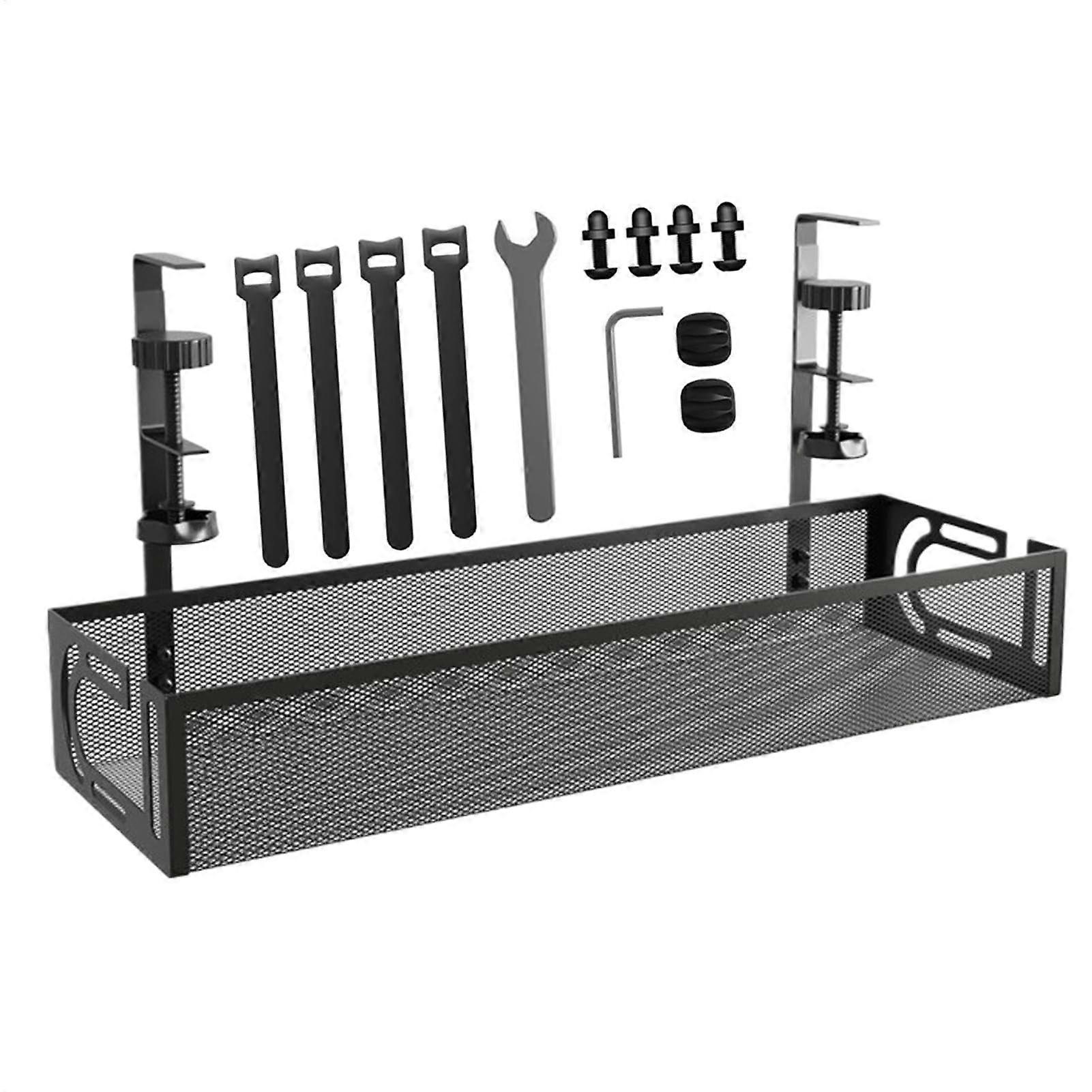 Under Desk Cable Management Box No Drill Solution For Organizing Cables Compact Desk Cord Organizer Black