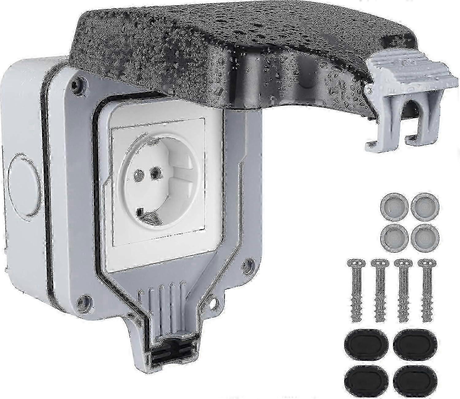 Ip66 Waterproof Outdoor Socket, Wall Socket For Outdoor Use, Waterproof Outdoor Socket, Protruding Protection Contact External Socket With Hinged Cove
