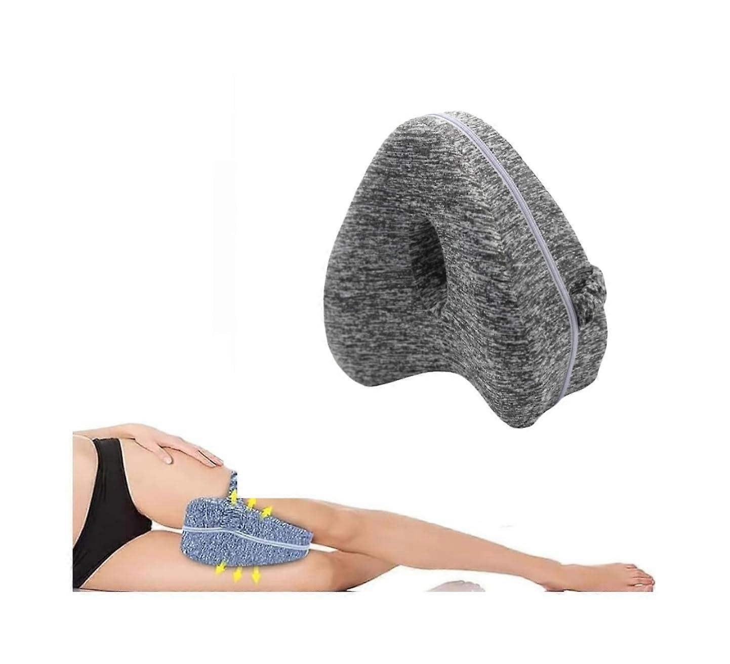 Knee Pillow, Memory Foam Wedge Pillow for Side Sleeping Pain Relief (Gray)